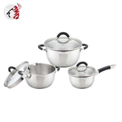 China Realwin CLASSIC Kitchenware Durable Europe Stainless Steel Cookware Set With Pouring Mouth for sale