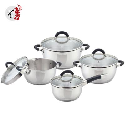 China Realwin Sustainable 304 SS Induction Kitchen Cooking Sets 8 Pieces Cookware Set Pots Stainless Steel Casserole for sale