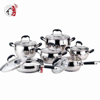 China Sustainable German Casserole Pot Cooking Silicone Anti Scald Handle Stainless Steel 12pcs Include Pan Casserole Frying Pan for sale