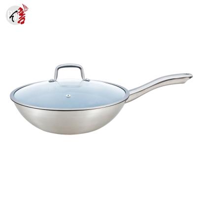 China Sustainable realwin 32x9cm Stainless Steel Wok Cookware Set With Steamer for sale