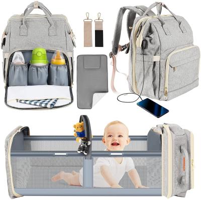 China With USB FREE SAMPLE Baby Diaper Bag With Station Travel Changing Foldable Diaper Bags Large Capacity Nappy Diaper Bag for sale