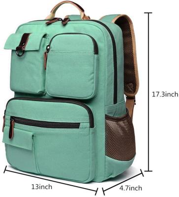 China Multifunctional Green Men Women Backpacks Canvas Waterproof Vintage Bookbags Backpacks for sale