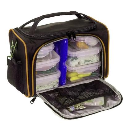 China Waterproof Custom 420D Polyester Lunch Kit Fitness Gym Meal Prep Insulated Cooler Bag For 6 Packs for sale