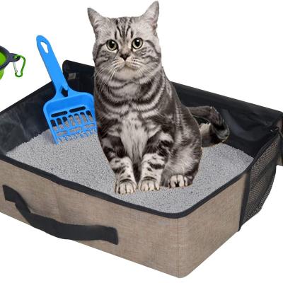 China Folding Pan Outdoor Collapsible Travel Portable Toilet Cat Litter Box Portable Pet Cat Litter Box Waterproof Litter Box for sale