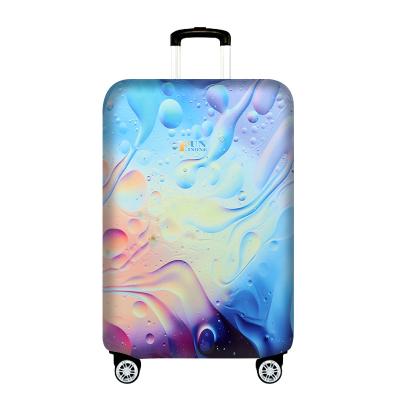 China Custom Polyester Travel Polyester Luggage Cover Protector Elastic Suitcase Cover for sale