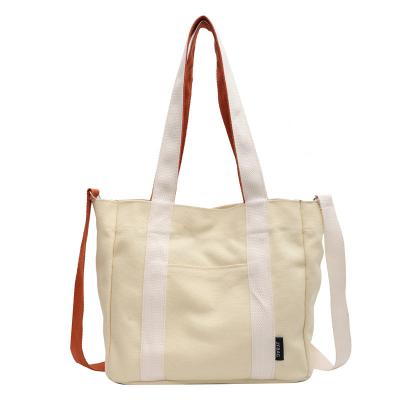 China Reusable Cotton Canvas Fashion Tote Bag Women's Foldable Shopping Bags for sale