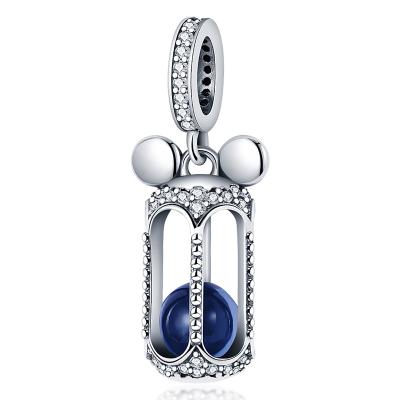 China 2022 Vintage Rechido Prata Wholesale Charm 925 Silver Wish Lamp With Blue Bead Charm For Bracelet Ladies DIY Original Jewelry for sale