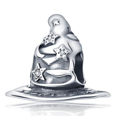 China Rechido 925 Sterling Silver Vintage Magic Hat Charm Wrap Bead for Original Bracelet DIY Jewelry Gift Wholesale for sale