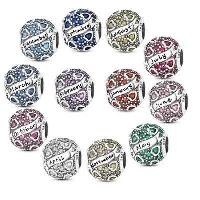 China Vintage 100% 925 Sterling Silver December Birthstone Beads for Original Bracelets and Bangles Making DIY Fashion Rechido Jewelry for sale