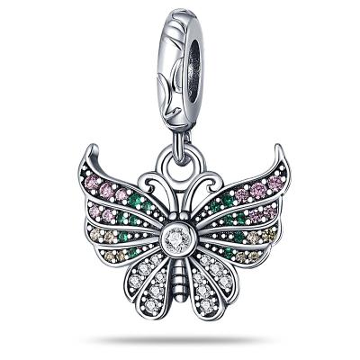 China 2022 Brand New Vintage Zircon Butterfly Charm Beaded Rechido Bracelet DIY Silver Fit Original Gift Women Support Dropshipping for sale