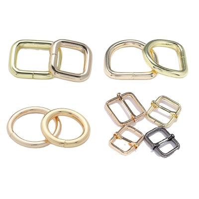 China Fashion Hot Selling Line Bags Hardware Accessories Circle D Shaped Buckle Square Metal Buckle Adjustable Slide Buckle for sale