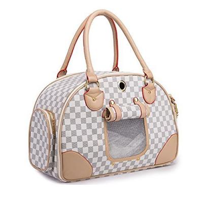 China WholesaleFashion Breathable PU Leather Dog Carrier Tote For Outdoor Travel LuxuryCat Carrying Handbag for sale