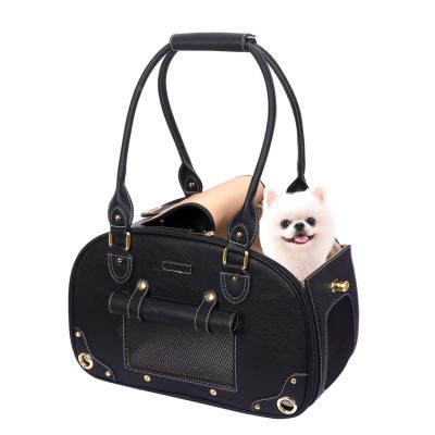 China Leather Portable Cute Travel Dog Cat Pu Carrier Bag Eco-friendly Viable Carry Approved Breathable Pet Carrier Bag for sale