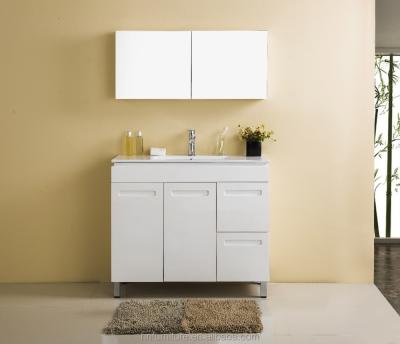 China Waterproof FSC Certified White Painted Floor Mirrored Bathroom Cabinet Cabinets MDF Plywood Bathroom Vanity Collection With Mirrored Cabinet for sale