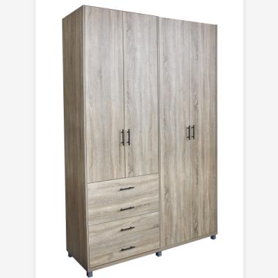 China Wooden Cheap Laminate (Other) Adjustable American Style Designs Bedroom Modern OAK Wooden Storage Wardrobe Cabinet for sale