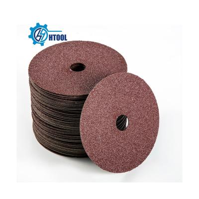 China Aluminum Oxide Durable 125mm Red Aluminum Oxide Round Sand Fiber Paper Abrasive Disc Grinding Sanding Disc for sale