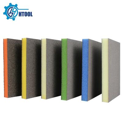 China Widely used in variety irregular and complex surface grinding. 120x97x13mm Block Sponge Sand Silicon Carbide Dual/Single Side Sponge Block Abrasive Grinding Sanding Tool for sale