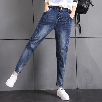 China Plus Size Womens Tapered Slim Straight Legged Jeans With Big Thighs Non Fading for sale