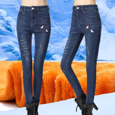 China Custom Europe Womens Slim Straight Jeans Mainstream 100%Cotton Rib Paneling for sale