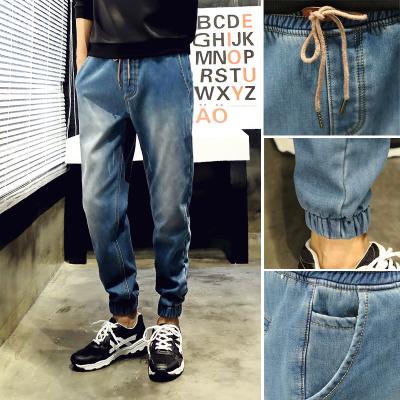 China Elastic Waist Men'S Loose Straight Corduroy Jeans Extremely Low Rise Medium Wash for sale