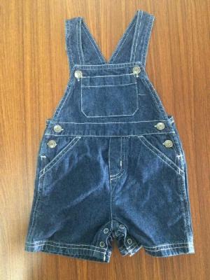 China 100 Cotton Fabirc Little Boy Kids Overall Jeans Shorts Dark Blue Color Fade Proof for sale