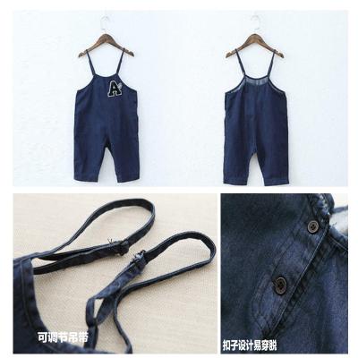 China Dark Blue Baby Boy Overalls Jeans With Suspenders European American Style for sale