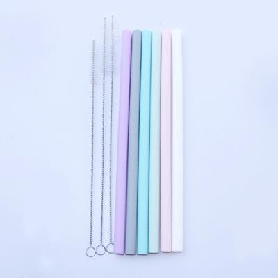 China Wholesale Portable Silicone Straw Straws Set Reusable Drinking Straw Set With Brush Silicone Folding Straws for sale