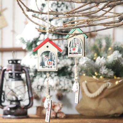 China Lovely Christmas Tree Wooden Home Decor New Family Christmas Pendant Ornaments HB19606-1 for sale