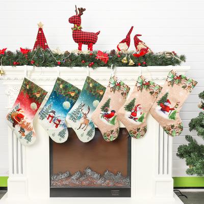 China 2021 custom fashion cartoon christmas kids socks personalized custom sublimation printed cotton fabric christmas stocking with design JFXHYSW001-4 for sale