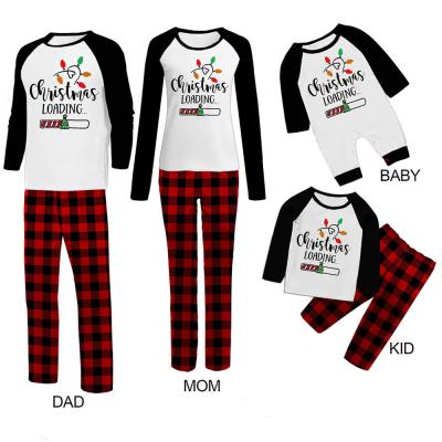 China 2021 QUICK DRY new Autumn And Winter Printing Christmas Letters Parents And Children Pajamas Home Set for sale