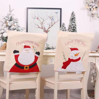 China Eco-friendly Sale Snowman Santa Claus Christmas Ornament Christmas Chair Canvas Cover Many Styles 2021 Holiday Layout for sale