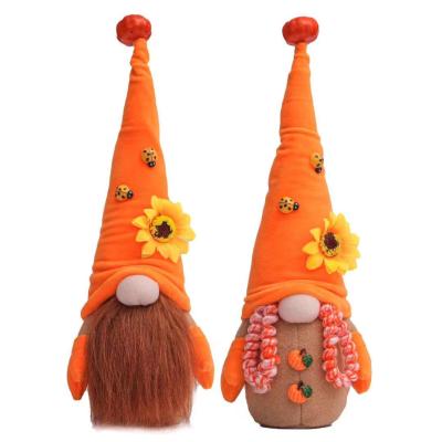 China Eco-Friendly Orange Gnome Doll Plush Sunflower Scandinavian Elf Plush Toy For Home Desktop Decor Faceless Tree Ornament Kids Toys for sale