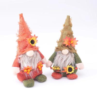 China Olush Eco-Friendly Doll Gift Autumn Gnome Pumpkin Sunflower Swedish Dwarf Thanksgiving Day Gnome Autumn Window Christmas Home Decoration for sale