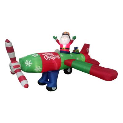 China Lovely Santa 8ft Tall Colorful Pilot Airplane Decorations Indoor Outdoor Holiday Decorations Lighted Up Yard Decorations Large Inflatable Lawn for sale