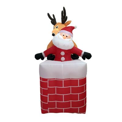 China Self Inflate 6ft Santa Stuck in Chimney with Inflatable LED Garden Lawn Party Decorations with Christmas Tree Santa Snowman Inflatables for sale