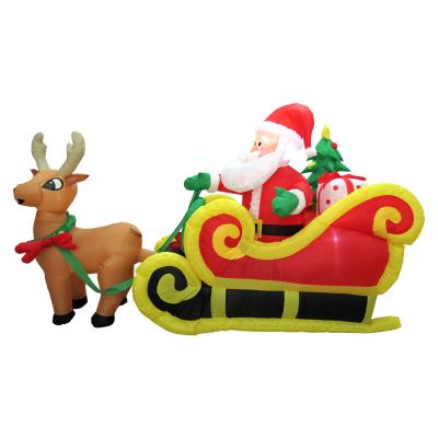 China Beauty Decorations Lovely 7 ft Tall Santa 2 Reindeer Decorated LED Lighting Outdoor Decorations Blow Up Inflatable Christmas Decorations for sale