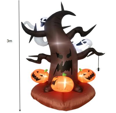 China Beauty Decorations Halloween Pumpkin Ghost Inflatable Outdoor Tree and White Ghost, Inflatable Patio Decoration with Built-in LED Lights for sale