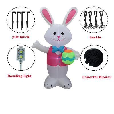 China Lovely 4ft Tall Inflatable Luminous Easter Bunny Holding Easter Eggs Party Holiday Supplies Easter Bunny Decoration for sale