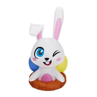 China Lovely Easter LED Inflatable Rabbit 1.2m Tall Cartoon Yard Bunny Grass Party Decoration Indoor/Outdoor Decoration for sale