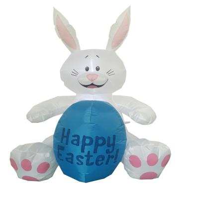 China Customized Easter Bunny Holiday Party Inflatable Outdoor Decoration Lovely Rabbit With Egg Cartoon Balloon for sale