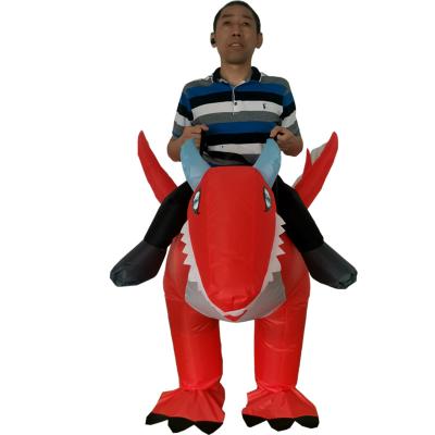 China Modern Popular Adult Red Orange Funny Dinosaur Inflatable Costume Party Supplies Festival Activity Costume for sale