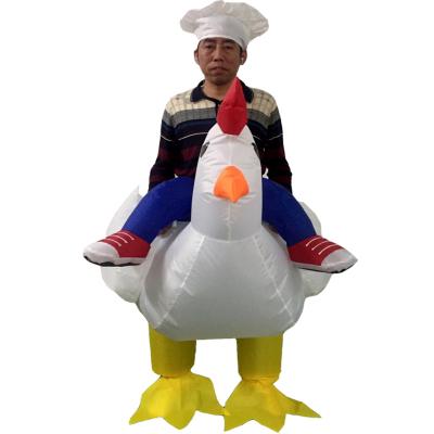 China Modern Popular White Rooster Costume Inflatable Horse Riding Walking Inflatable Costume Festival Activity Performance Inflatable Funny Costume for sale