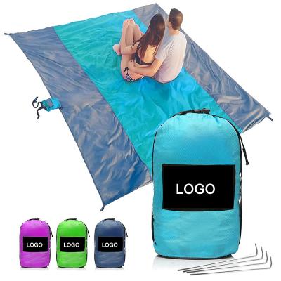 China Portable Sandproof Pocket Top Outdoor Beach Blanket Waterproof Picnic Camping Mat for sale