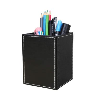 China Classic Hot Sale High Quality Genuine Leather Pen Holder for Office Pen Cup Set for sale