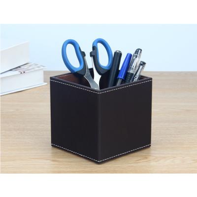 China Classic Hot Selling PU Leather Pen Pot Pens Holder Stationery of Pen Storage Box Desktop Decorate for sale