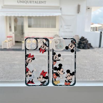 China Mickey Minnie Mouse Phone Case Shockproof For Iphone 11 12 13 pro X max Xs Xr 7 8 plus Se 2020 soft transparent card holder cover for sale