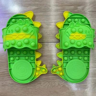 China New Release Pressure Noise Cartoon Kids Slippers Push Bubble Crocodile Slippers Silicone Relaxing Fidge Decompression Sensory Toys for sale