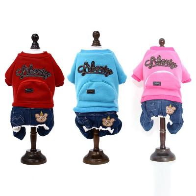 China New Style Pet Apparel Puppy Clothes Sustainable Warm Cotton Fitted Sleeve Sweatshirt With Pants for sale