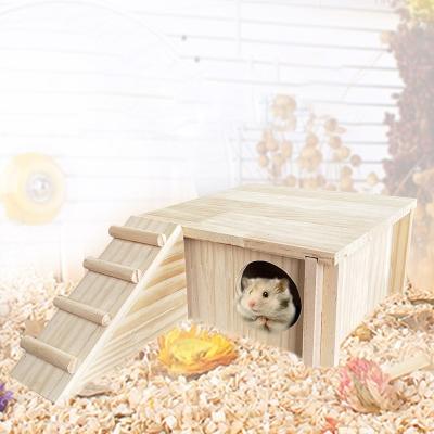 China Viable Natural Activity Platform Wooden House Rat Hamster Mouse Dwarf Living System With Ladders Toys For Small Pet for sale