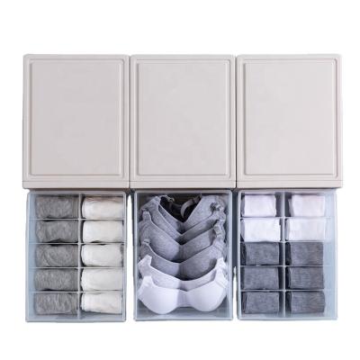 China Hot Selling Dustproof Plastic Drawer Collapsible for Storing Bras Socks Briefs Ties Scarves for sale